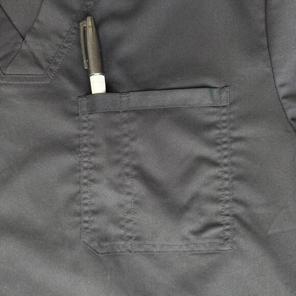 Cherokee Large Black Scrub Top Medical Hospital Lab Uniform Stretch Shirt WW670 - Picture 7 of 13